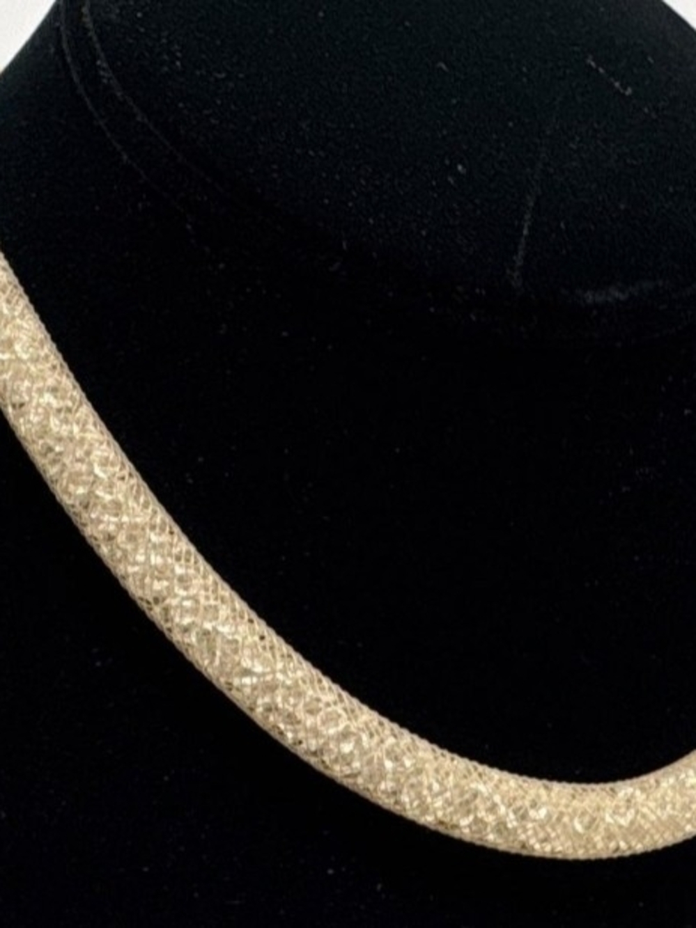 Elegant Gold Mesh Swavorski Crystal Choker Necklace - Women Jewelry